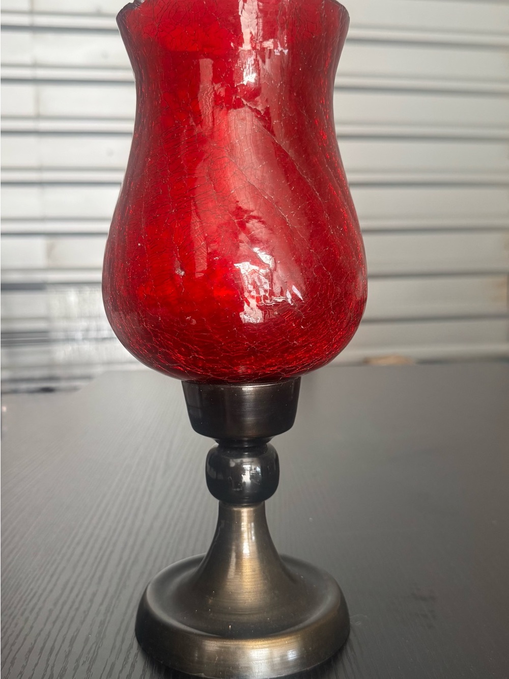 Red Crackle Glass Hurricane Decor